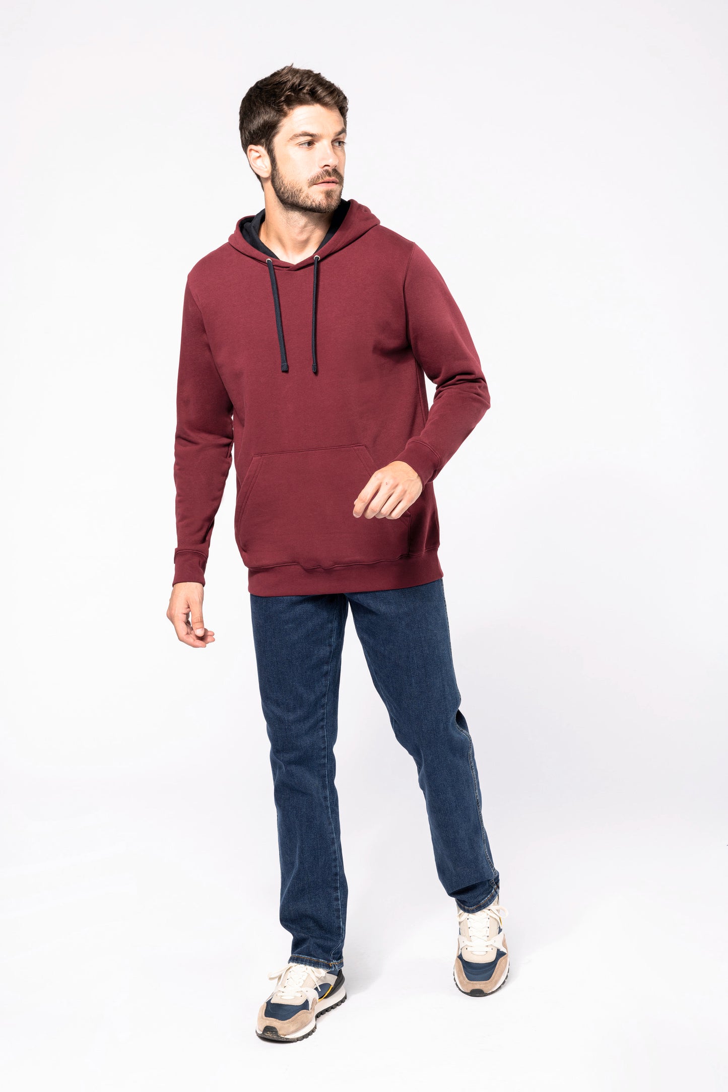 Hooded sweater met gecontrasteerde capuchon