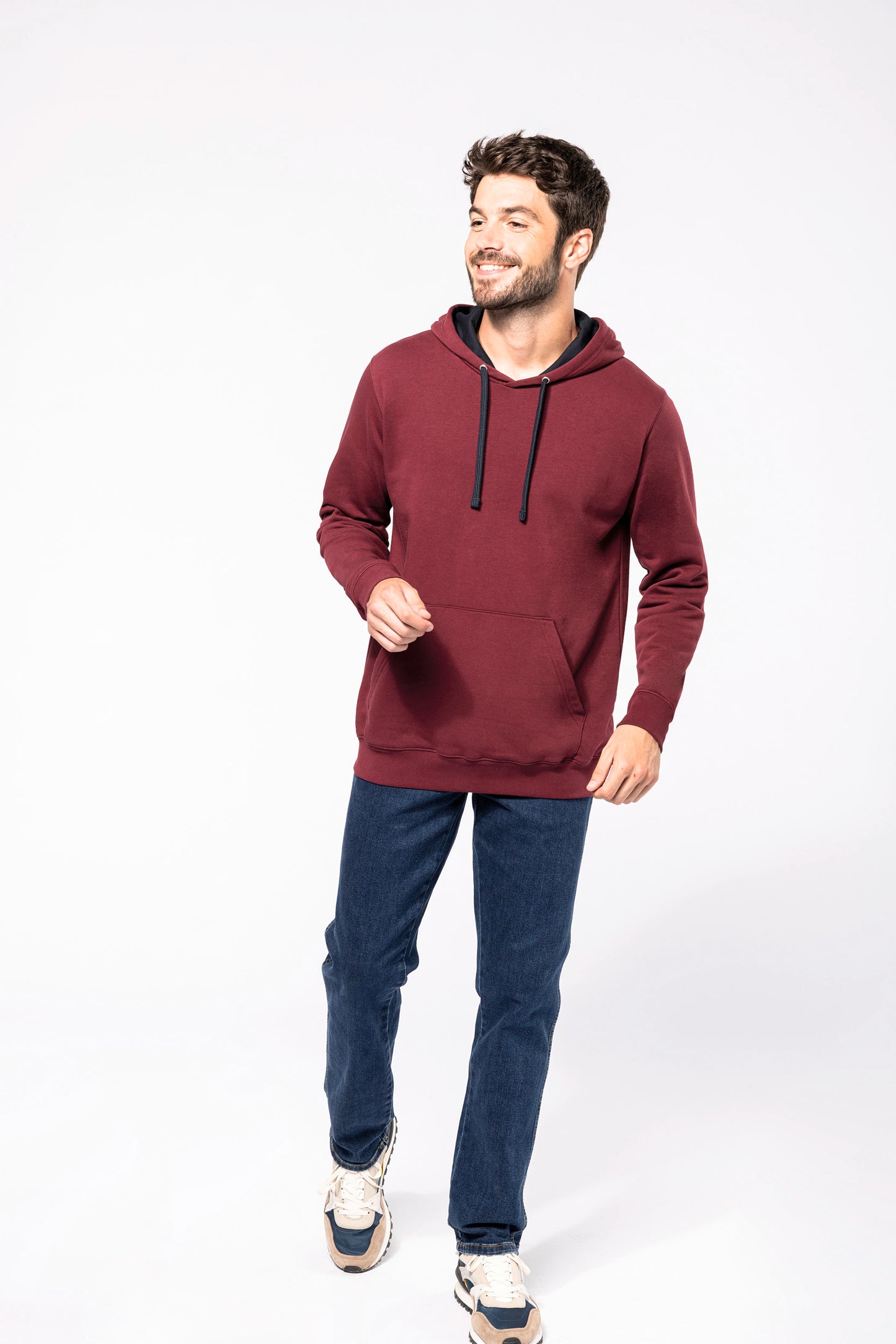 Hooded sweater met gecontrasteerde capuchon