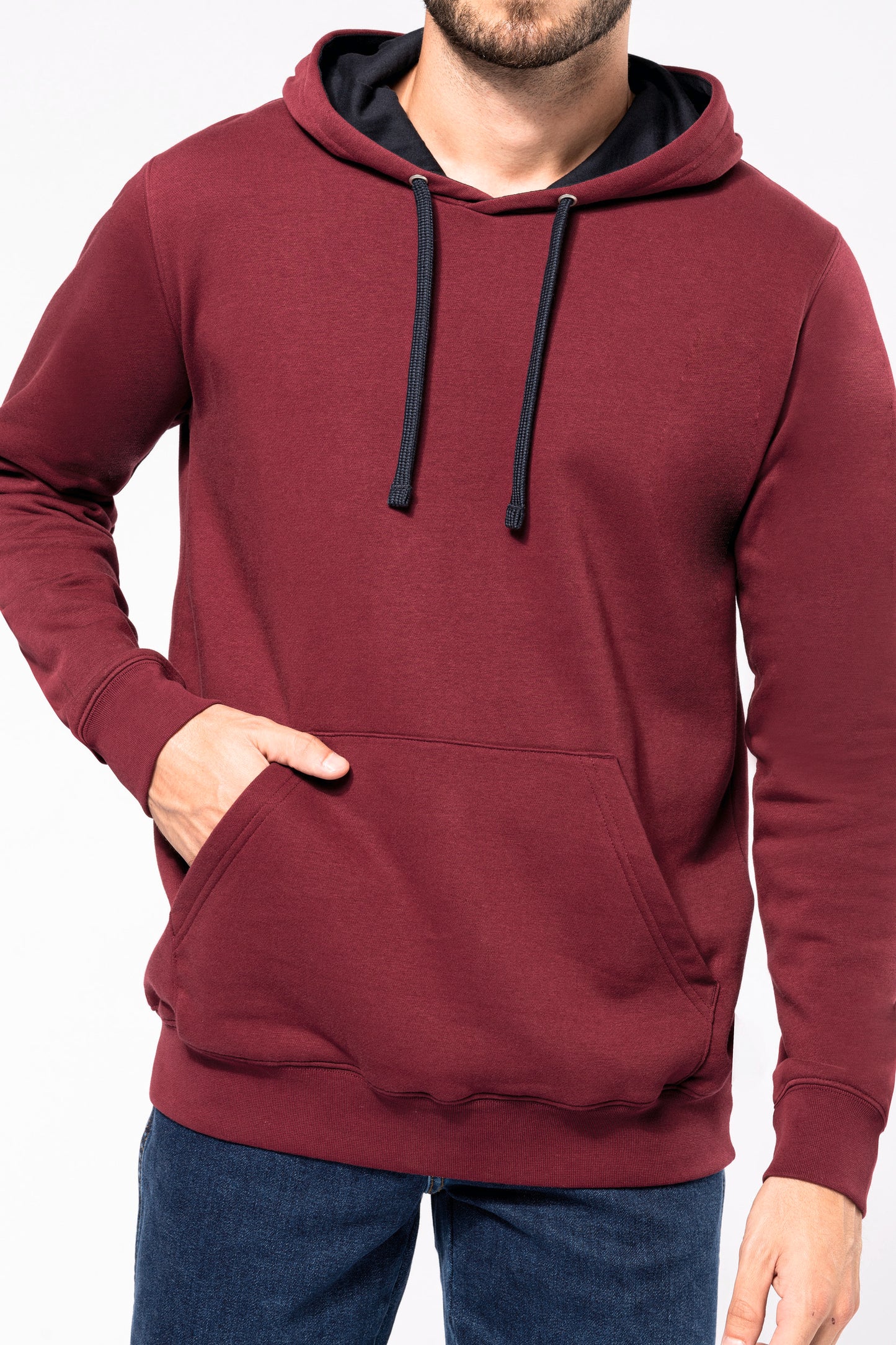 Hooded sweater met gecontrasteerde capuchon