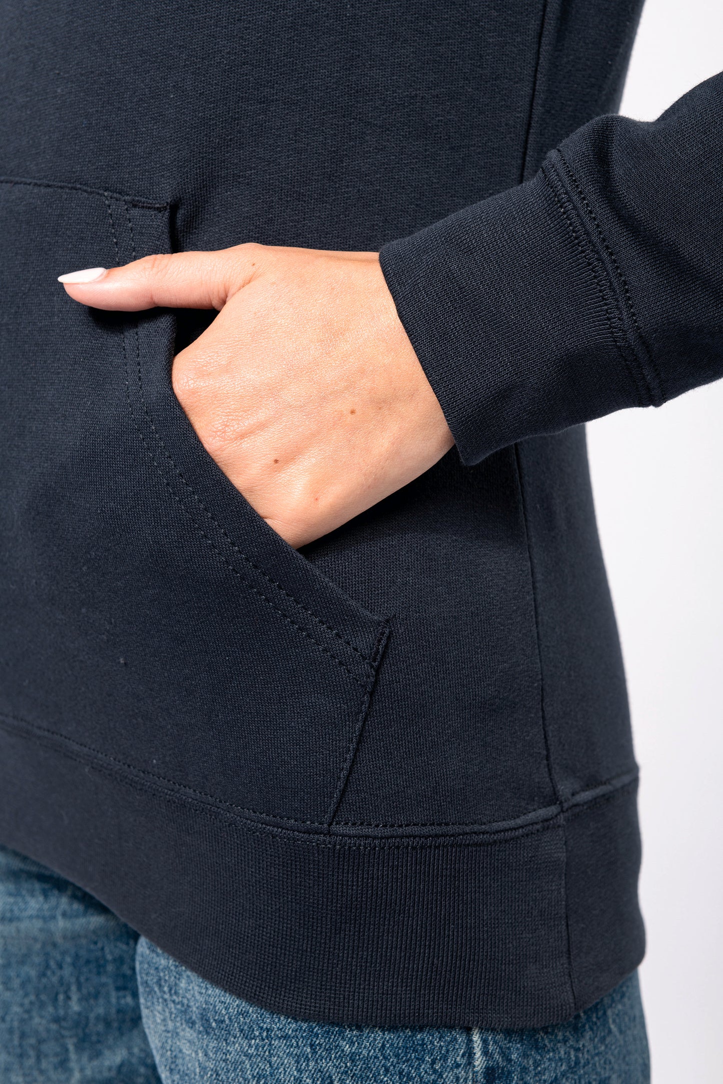 Damessweater met capuchon in contrasterende kleur