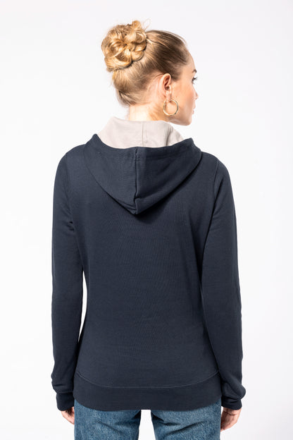 Damessweater met capuchon in contrasterende kleur