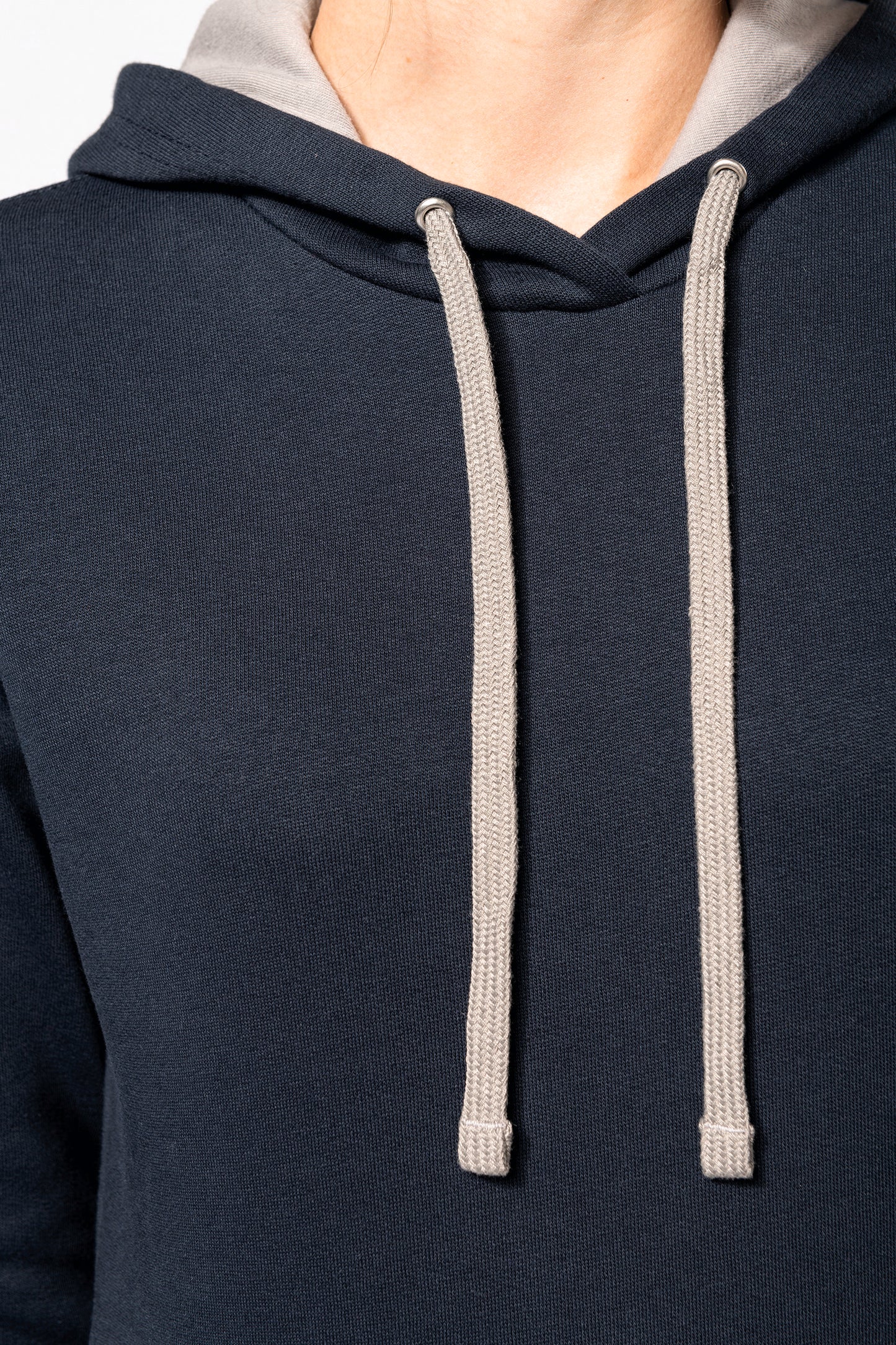 Damessweater met capuchon in contrasterende kleur