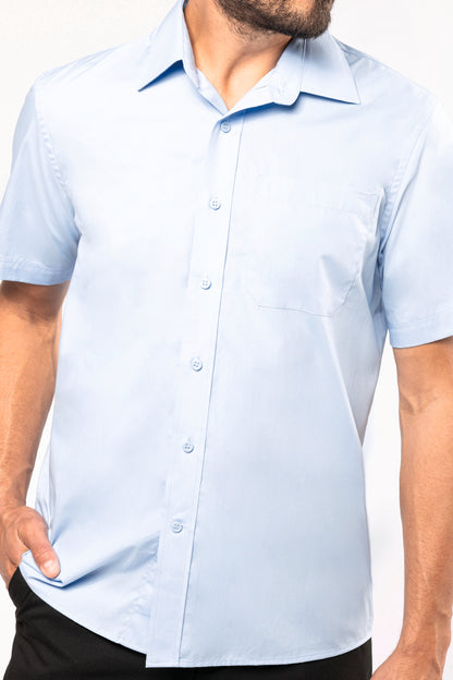 Heren poplin overhemd korte mouwen