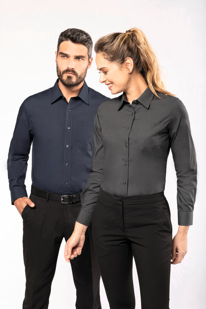 Heren poplin overhemd lange mouwen