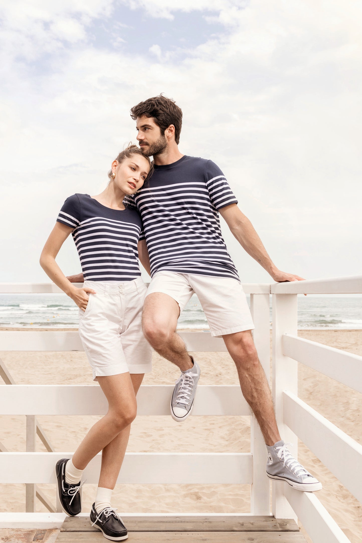 Marine-t-shirt ronde hals Bio heren