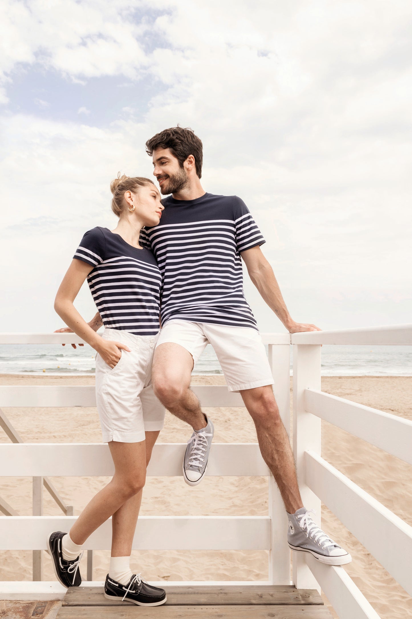 Marine-t-shirt ronde hals Bio heren