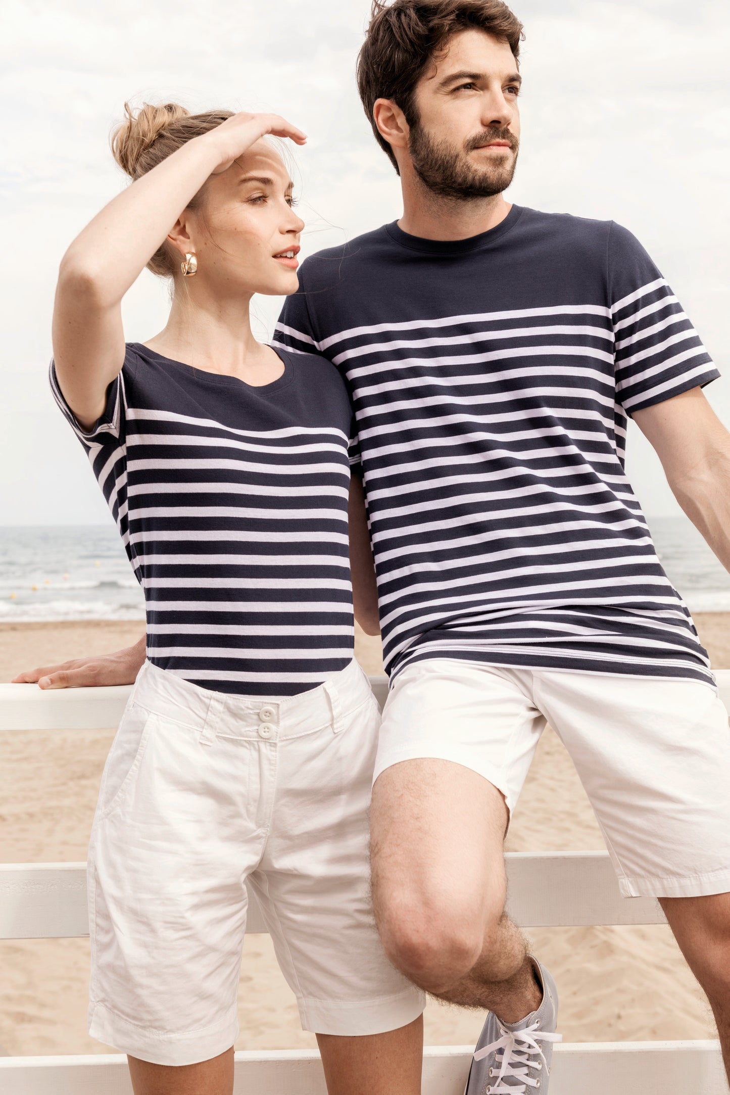Marine-t-shirt ronde hals Bio heren
