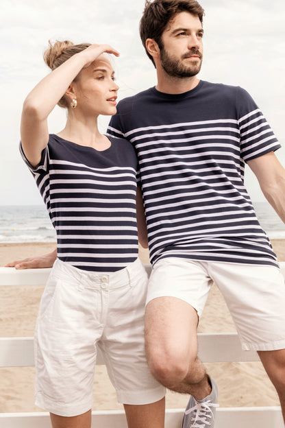 Marine-t-shirt ronde hals Bio dames