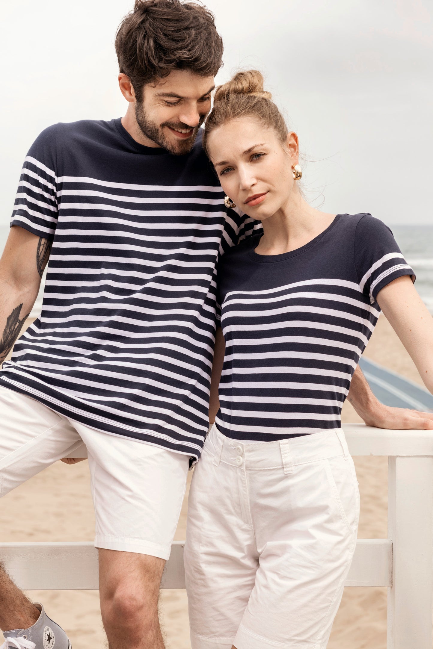 Marine-t-shirt ronde hals Bio heren