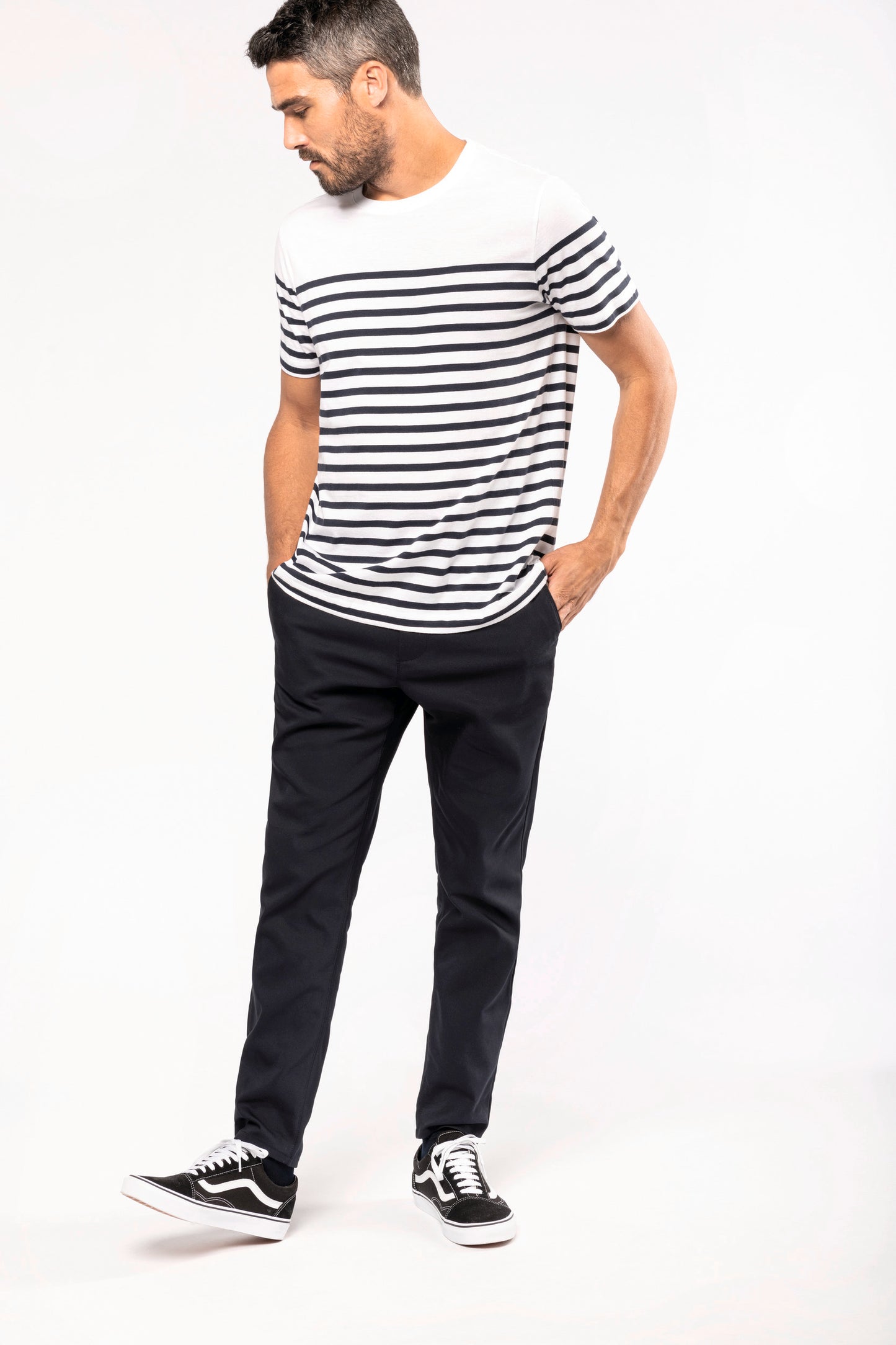 Marine-t-shirt ronde hals Bio heren