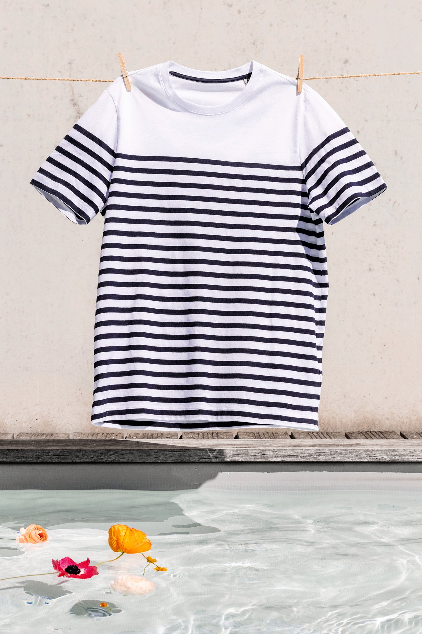 Marine-t-shirt ronde hals Bio heren