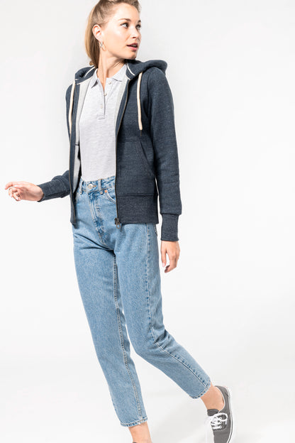 Vintage damessweater met rits en capuchon