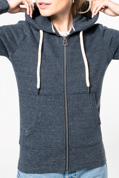 Vintage damessweater met rits en capuchon