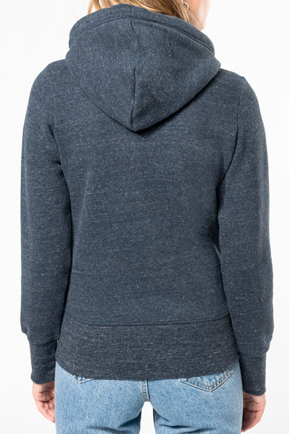 Vintage damessweater met rits en capuchon