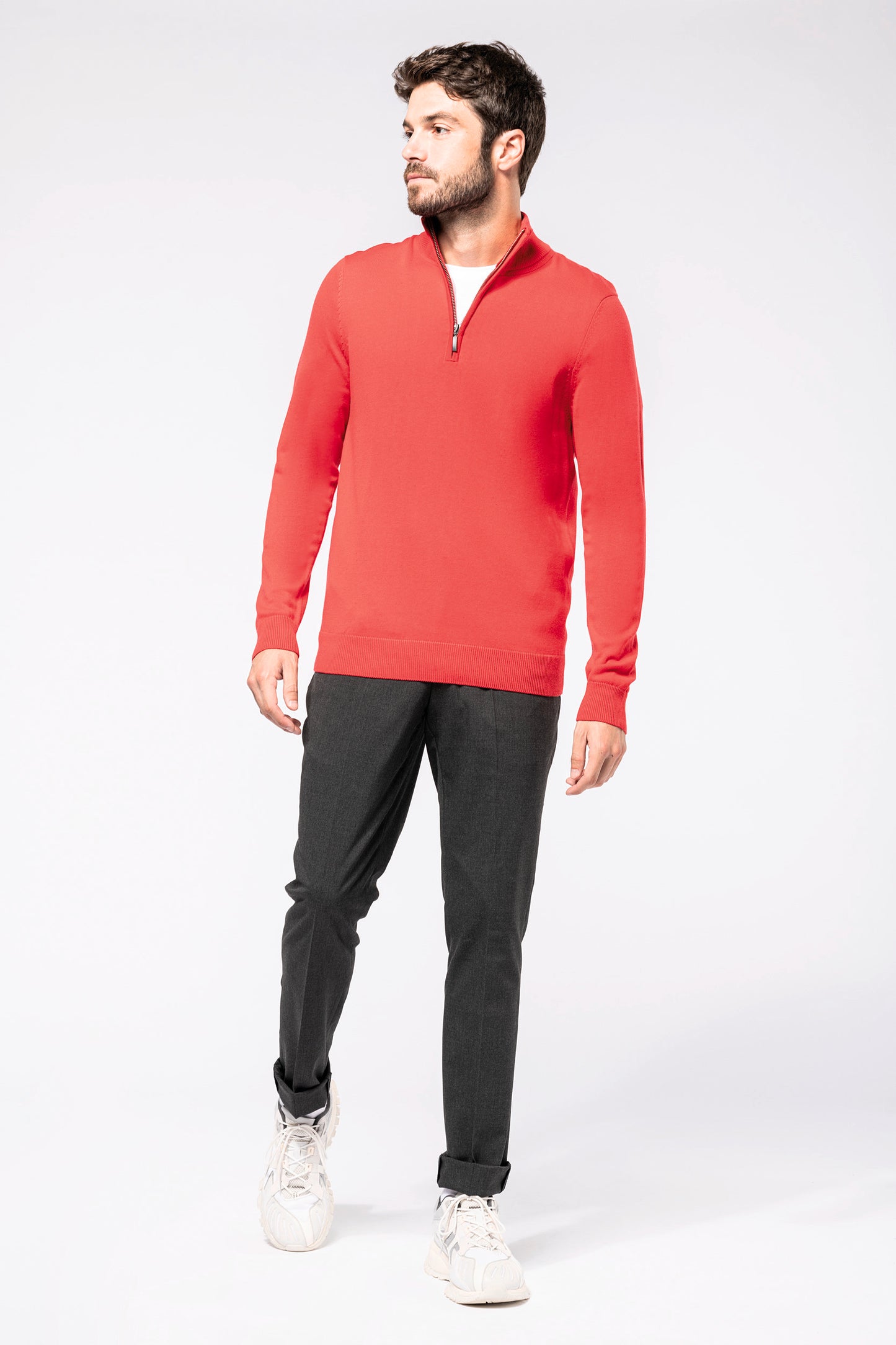 Heren pullover met ritskraag