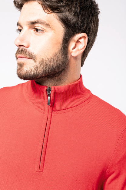 Heren pullover met ritskraag
