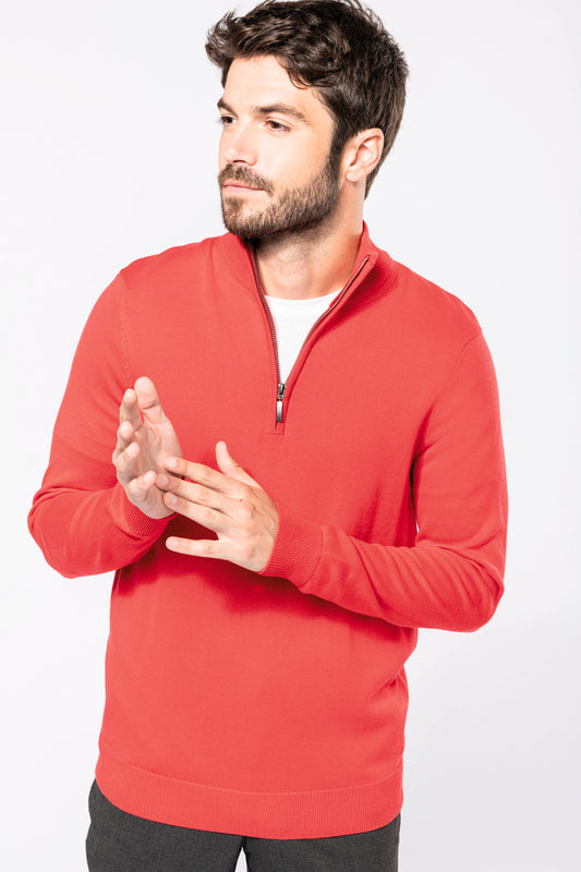 Heren pullover met ritskraag