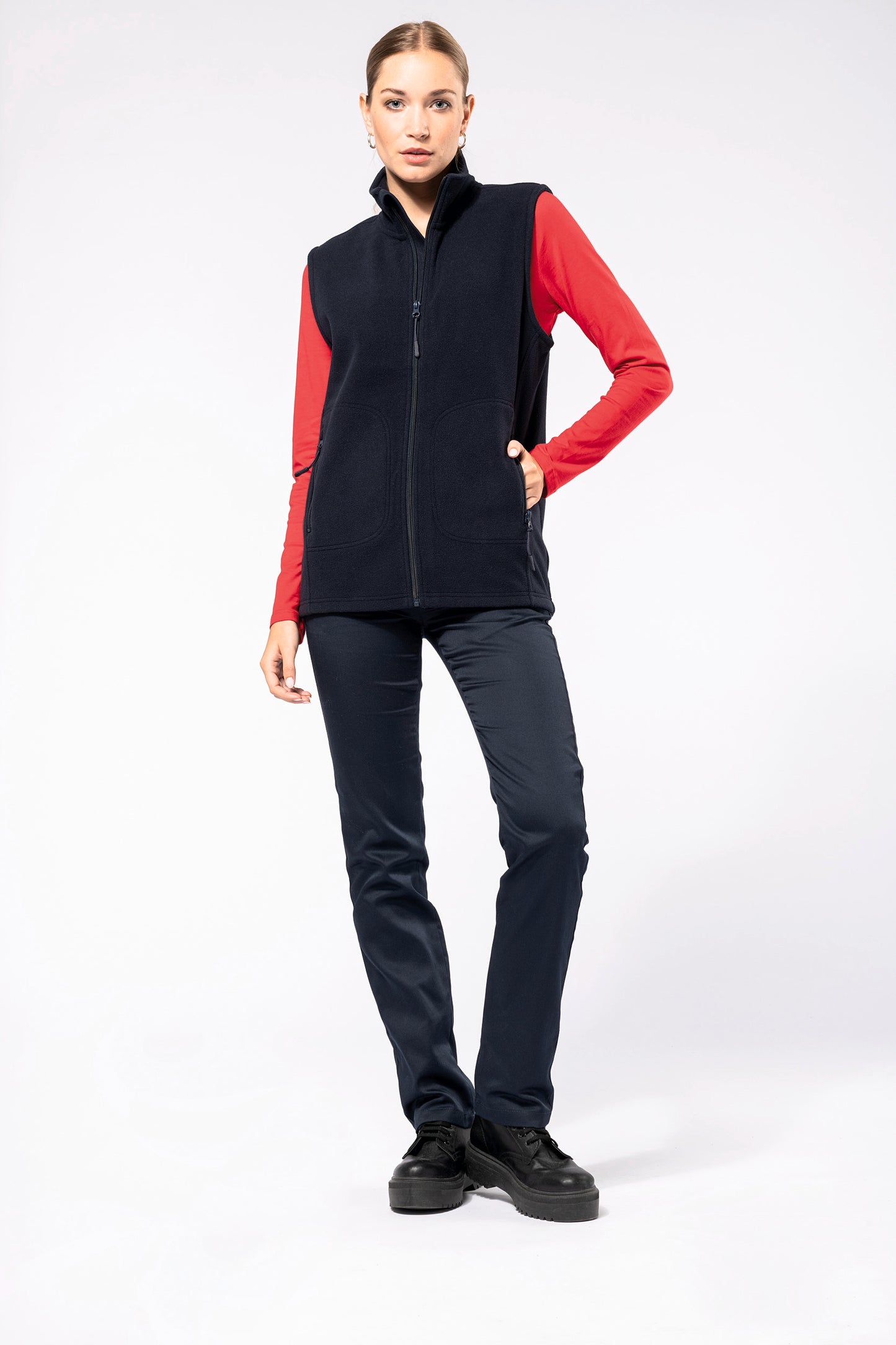 Ecologische uniseks bodywarmer van microfleece