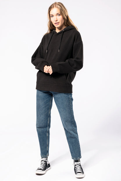 Oversized uniseks sweater met capuchon in gerecycleerd fleece