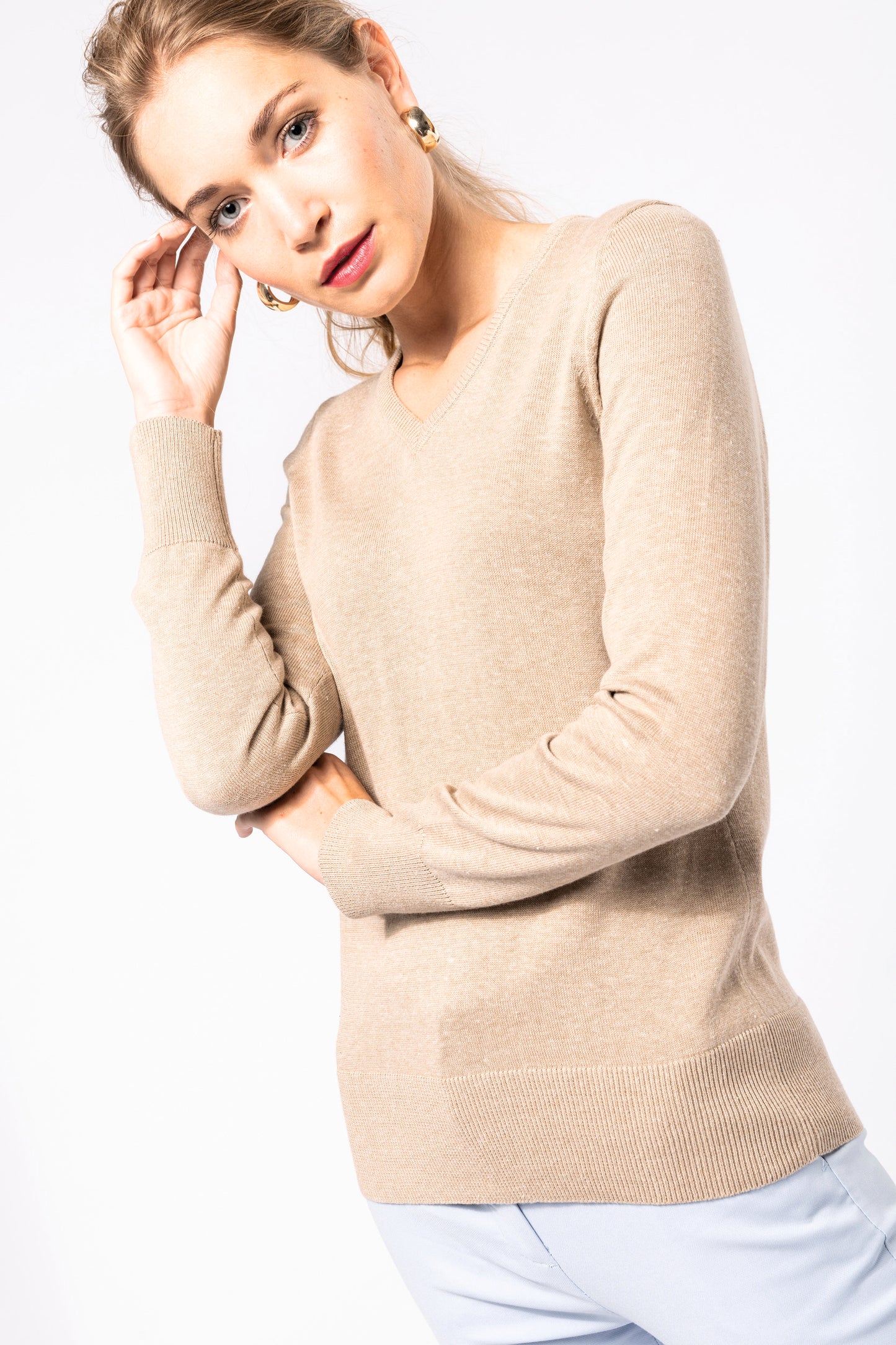 Dames pullover met v-hals