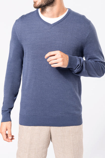 Heren pullover met v-hals