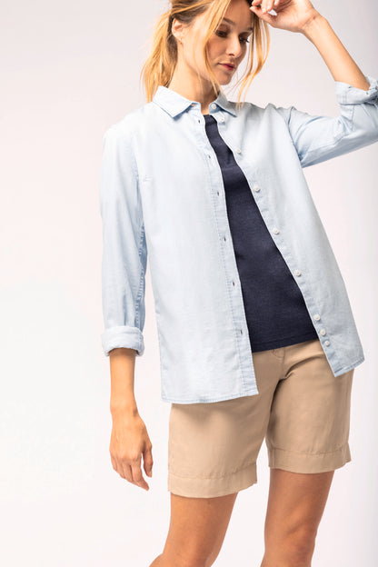 Afgewassen Twill damesblouse