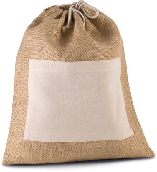 Tas van jutecanvas met koordjes