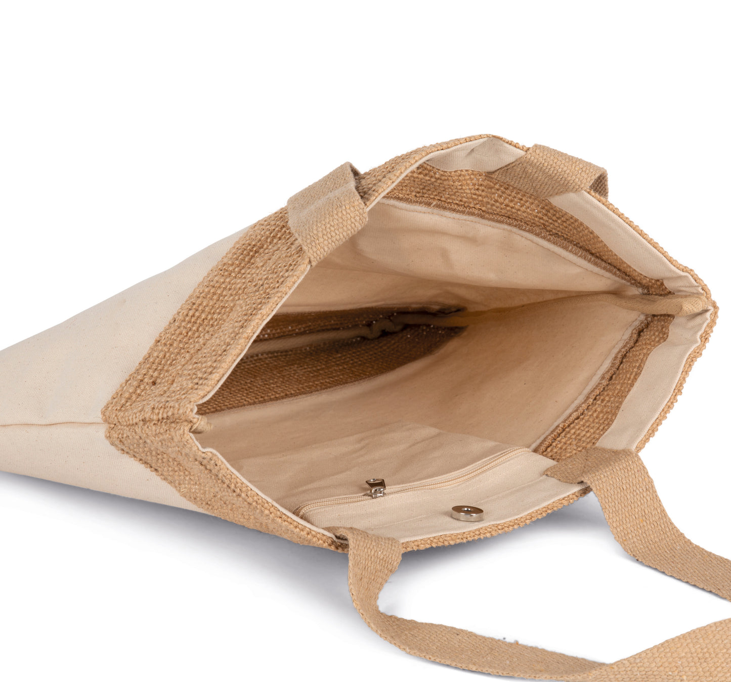 Shopper van katoen en gevlochten jutedraad
