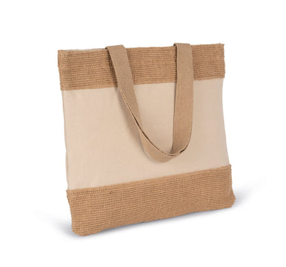 Shopper van katoen en gevlochten jutedraad