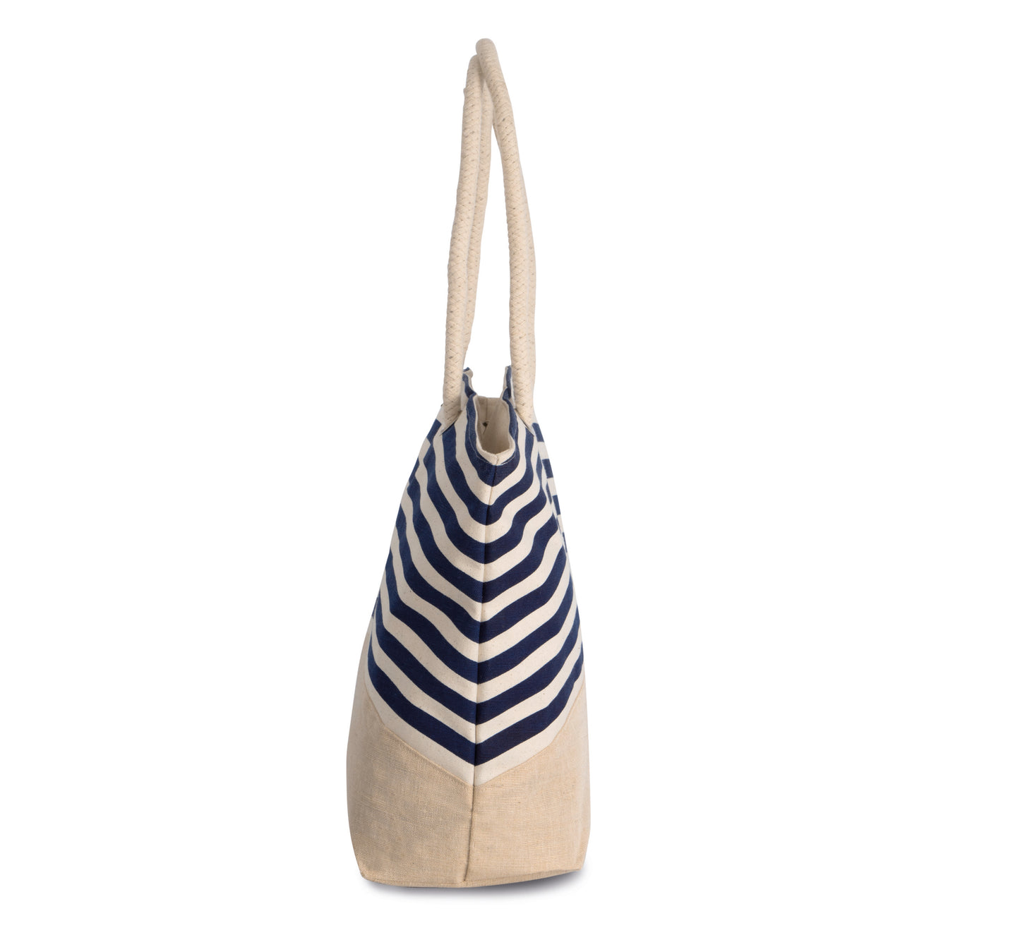 Shopper van jutecanvas in marinestijl