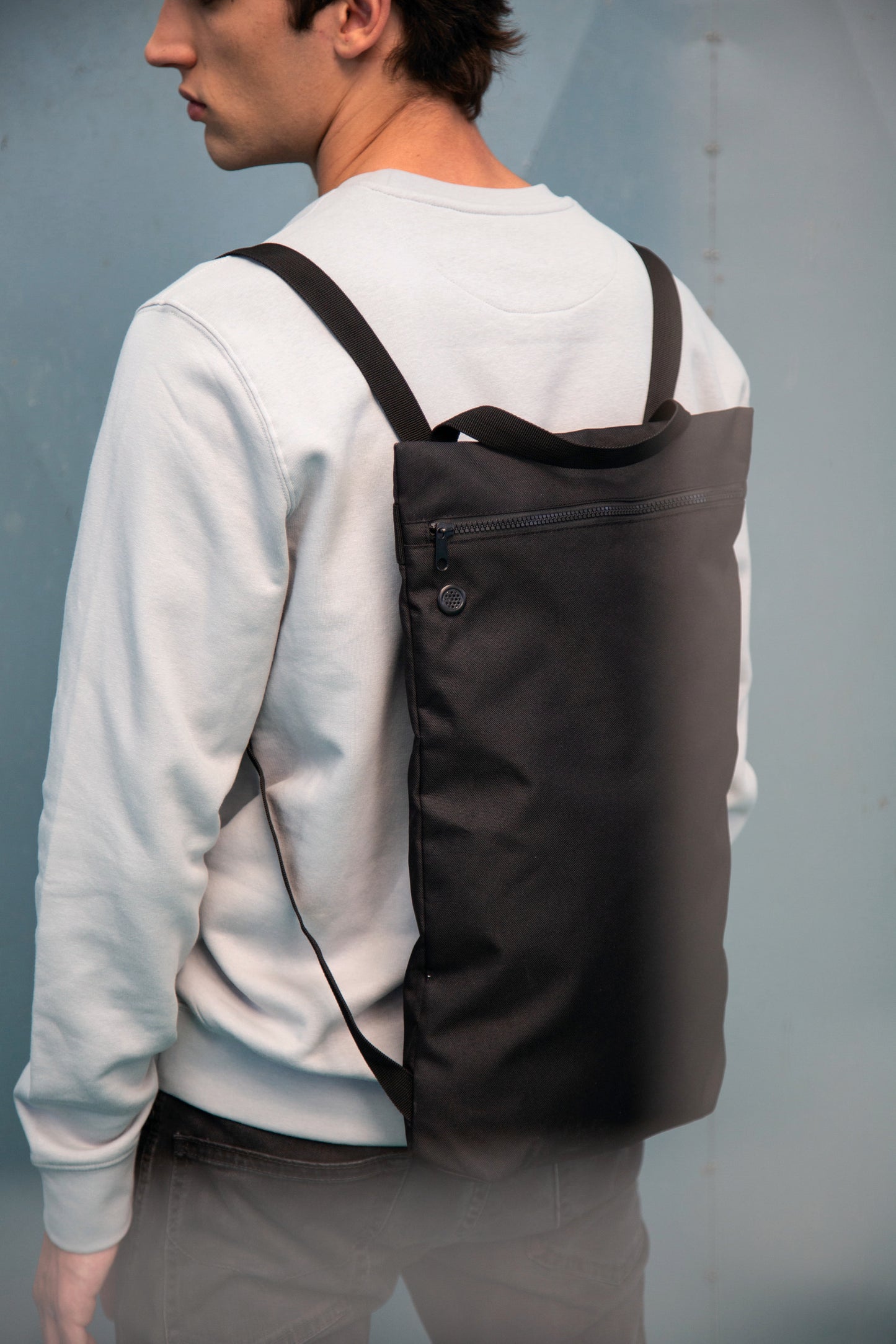 Trendy, platte en gerecycleerde rugzak
