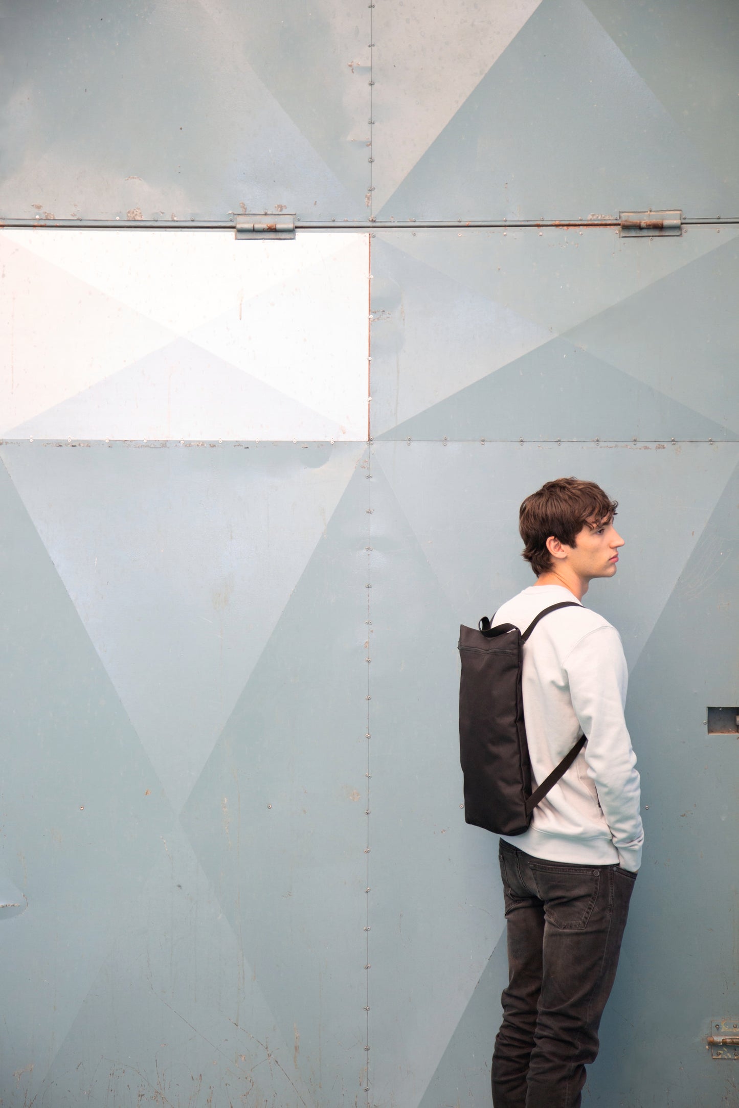 Trendy, platte en gerecycleerde rugzak