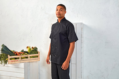 Studded Front Short Sleeve Chef's Jacket