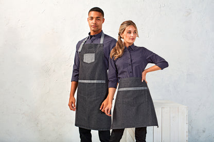 Domain - Contrast denim bib apron