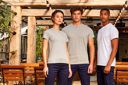 Ecologisch heren-T-shirt met knoopjeshals