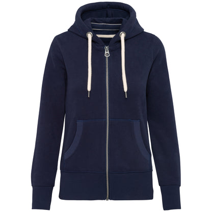 Vintage damessweater met rits en capuchon