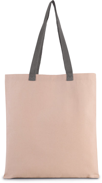 Platte shopper van canvas met contrasterend hengsel
