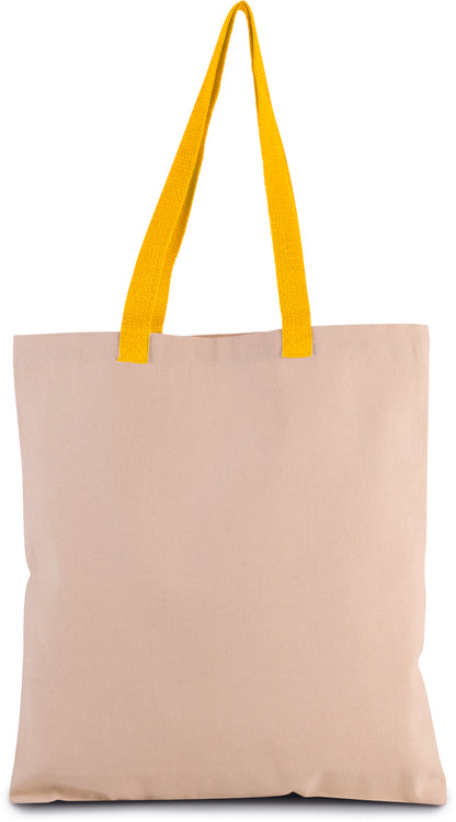 Platte shopper van canvas met contrasterend hengsel