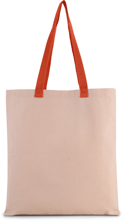 Platte shopper van canvas met contrasterend hengsel