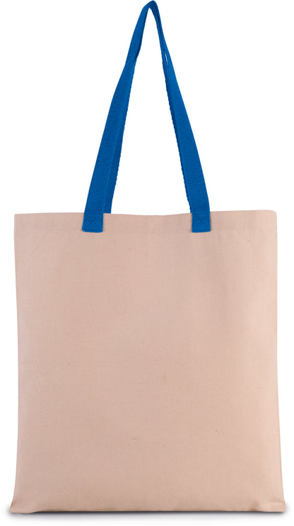Platte shopper van canvas met contrasterend hengsel
