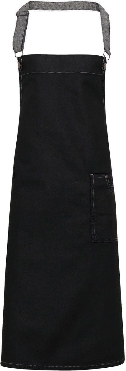 District - Waxed look denim bib apron