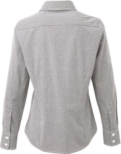 Ladies' long sleeve microcheck gingham shirt