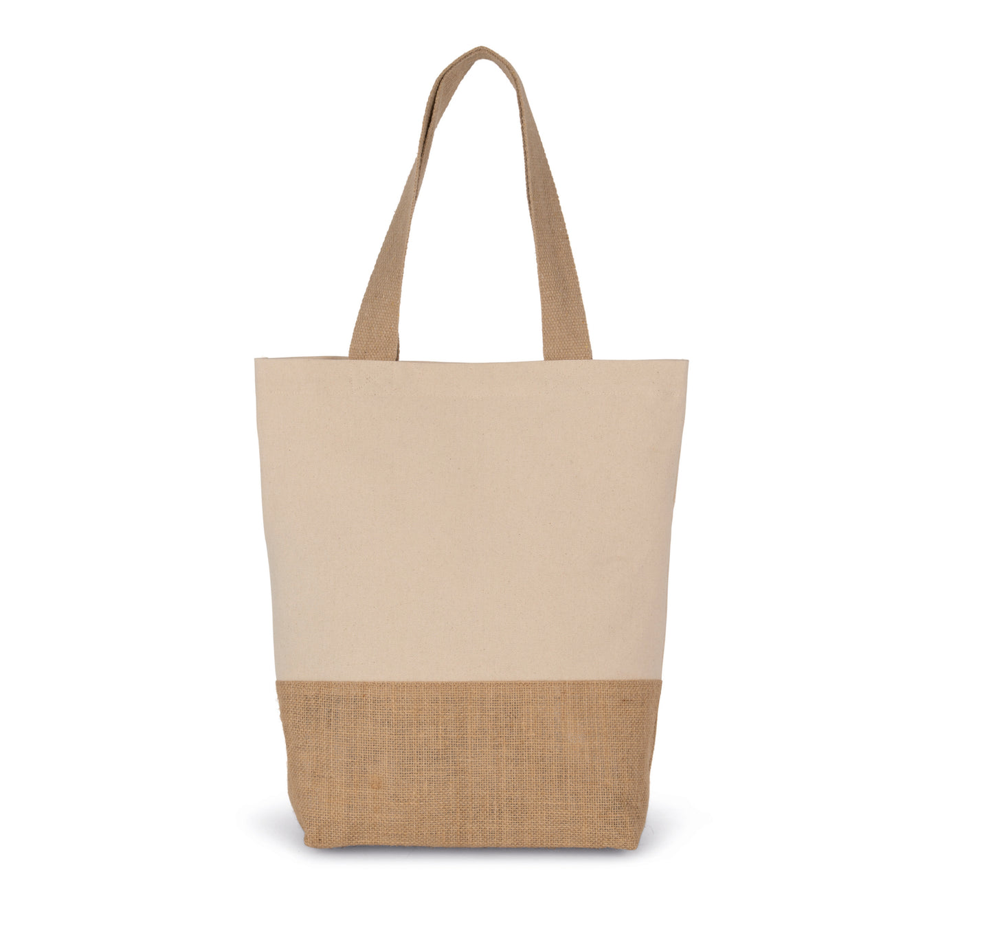 Shopper van katoen en verlijmde jutedraad