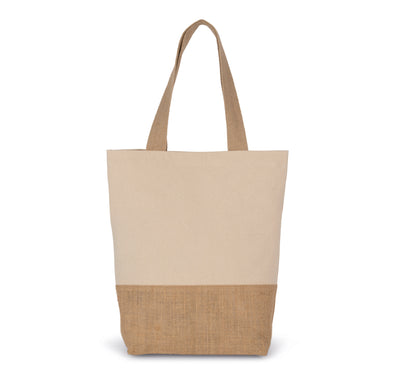 Shopper van katoen en verlijmde jutedraad