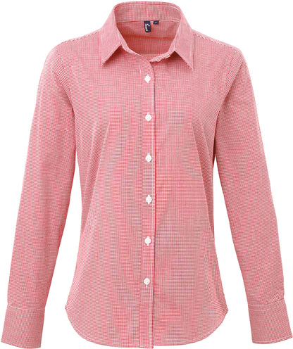 Ladies' long sleeve microcheck gingham shirt
