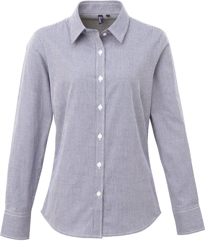 Ladies' long sleeve microcheck gingham shirt