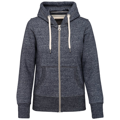 Vintage damessweater met rits en capuchon