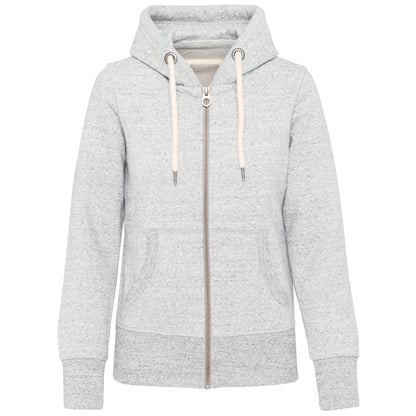Vintage damessweater met rits en capuchon