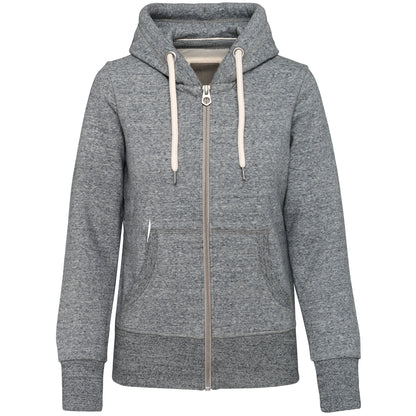 Vintage damessweater met rits en capuchon