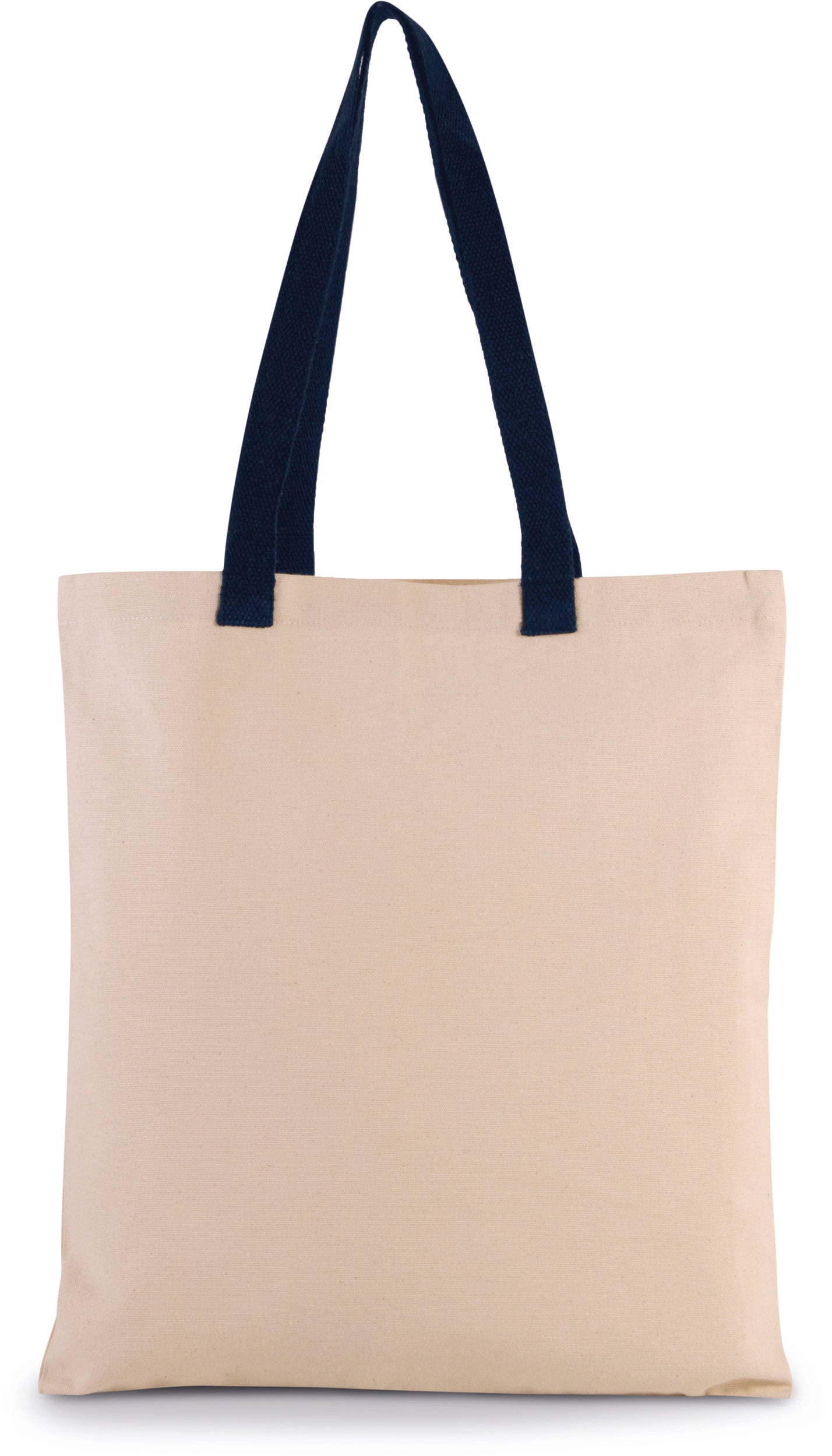 Platte shopper van canvas met contrasterend hengsel